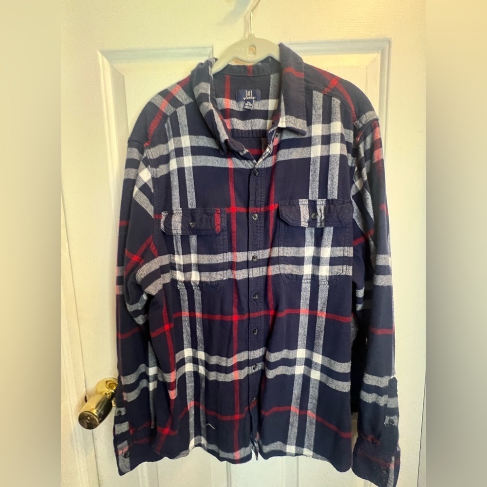 George Men's Navy white  and Red Plaid Shirt